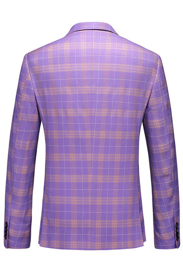 Men's Violet Striped Notched Lapel 3 Pieces Prom Suits